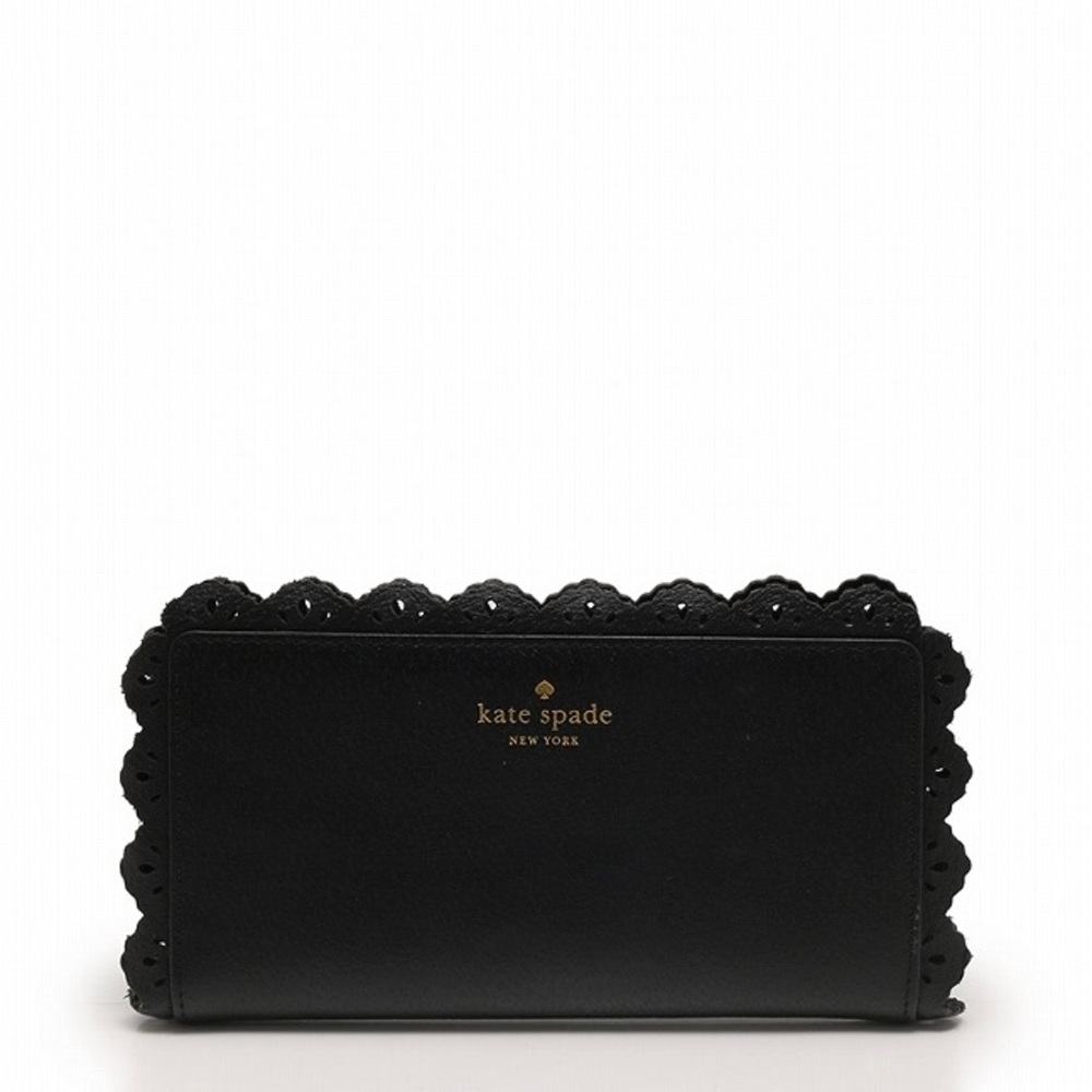 Rare Kate Spade Black Scalloped Leather Wallet